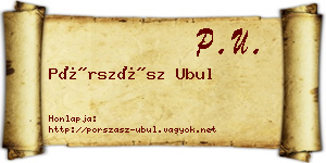 Pórszász Ubul névjegykártya